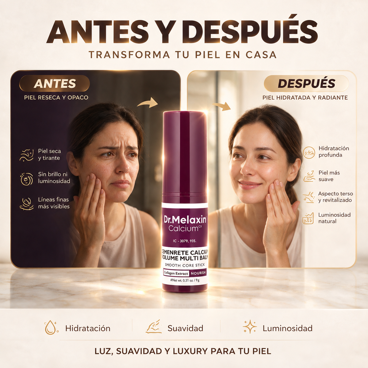 HydraGlow: Bálsamo Facial con Colágeno que Hidrata, Suaviza y Aporta Luminosidad a tu Piel.