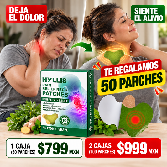 AliviaFlex: Parches Herbales de Alivio Muscular y Articular para Cuello, Espalda, Hombros y Rodillas.