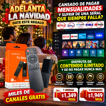 TV STICK: Convierte tu TV en Smart TV y disfruta de películas, series y canales en vivo. SIN MENSUALIDADES