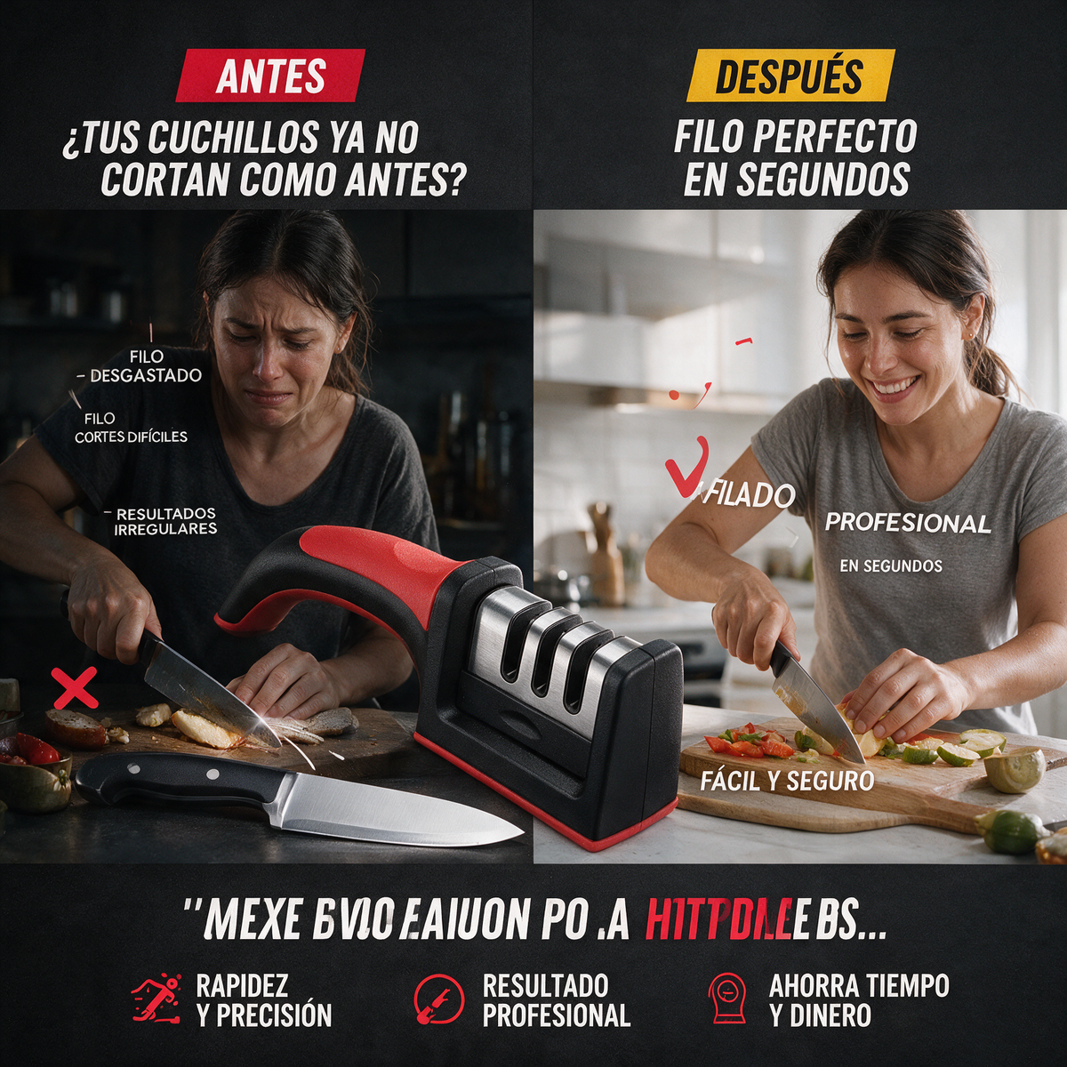 FiloMax: Afilador de Cuchillos, Restaura, Afila y Pule el Filo de tus Cuchillos en Segundos.