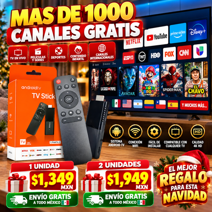 TV STICK: Convierte tu TV en Smart TV y disfruta de películas, series y canales en vivo. SIN MENSUALIDADES