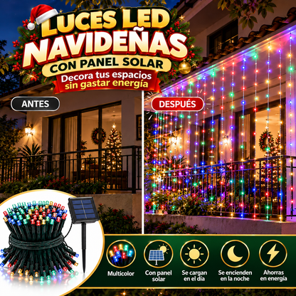 LUCES LED CON PANEL SOLAR: Más de 10 metros para decorar tu navidad